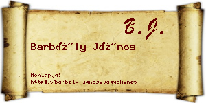 Barbély János névjegykártya
