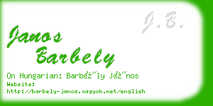 janos barbely business card